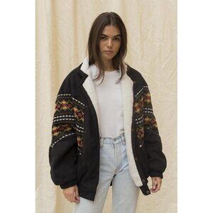 Arizona Vintage 'Vancouver' black vegan Navajo bomber, one size